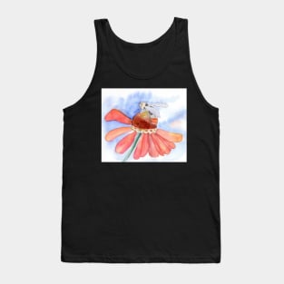 Bee on Flower Mixed Media Painting Tank Top